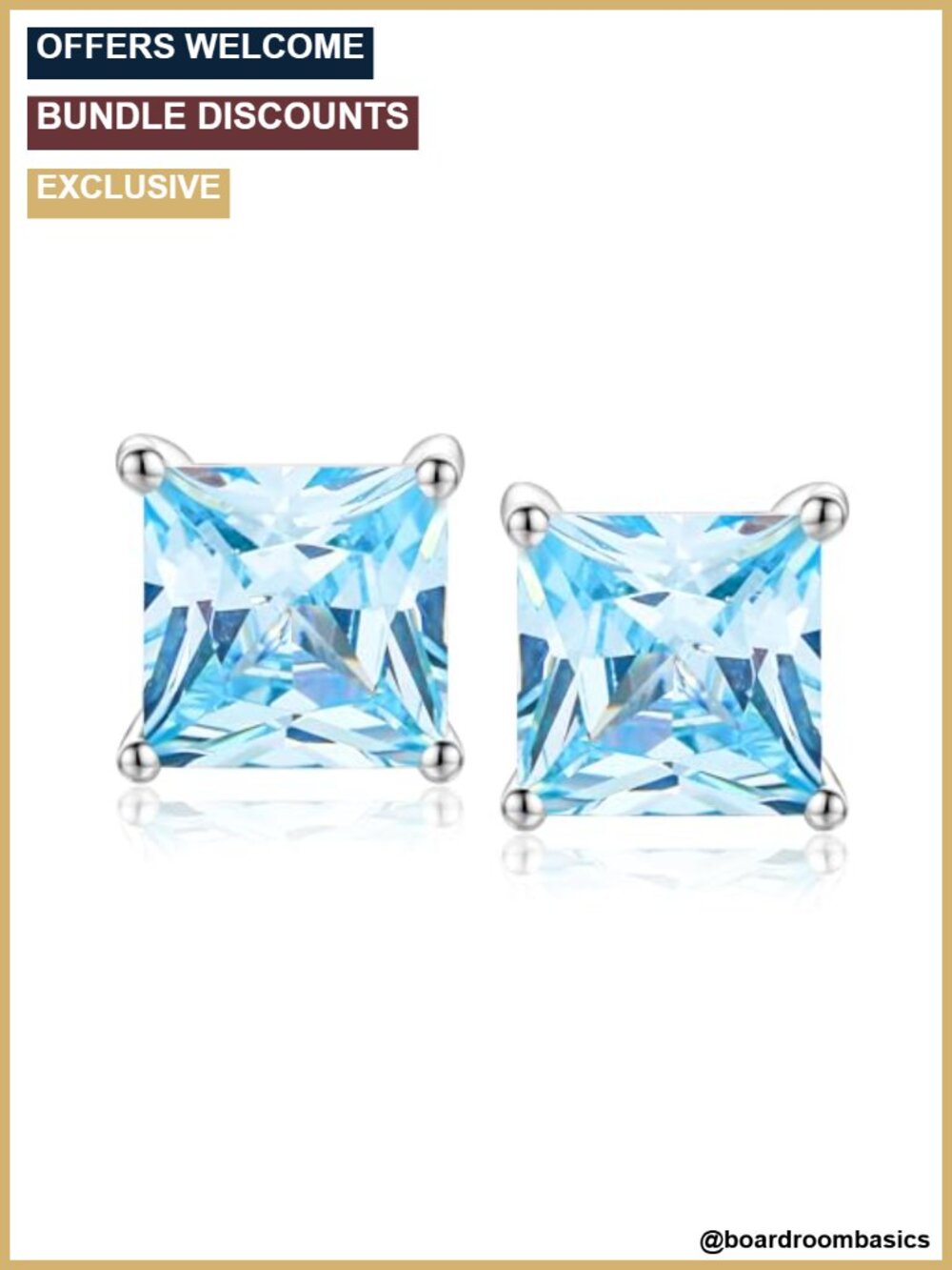 925 Sterling Silver Created Aquamarine Solitaire Stud Earrings